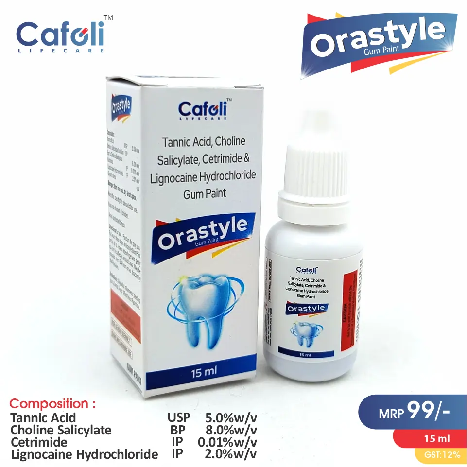 Alum, Camphor, Iodine, Menthol, Potassium Iodide Orastyle Gum Paint at best price in PCD Pharma Franchise for Antiseptic Mouth Care.